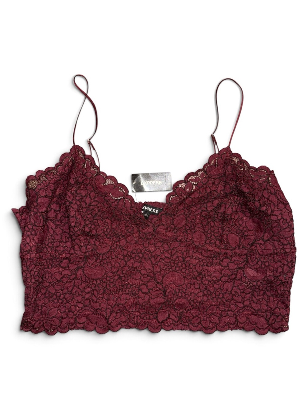 Express XL Lace Floral Bralette in Wine Burgundy NWT